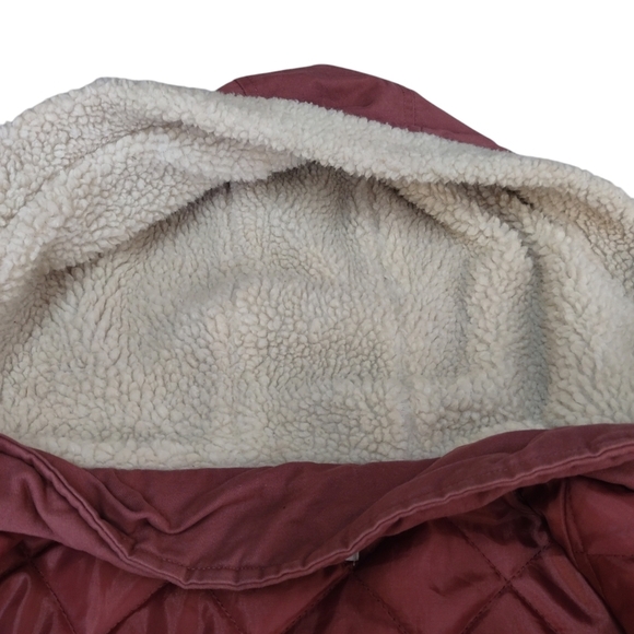 Arizona Jean Co Jacket Women's Pink White Sherpa Lined Hooded Coat Size Medium - Picture 5 of 8